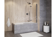 Besco LUMIX GRAFIT 2-dielna zalamovacia vaňová zástena 100x145 cm sklo Číre profil Grafit