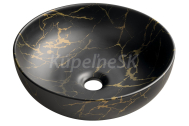 Sapho RONDANE keramické okrúhle umývadlo na dosku priemer 41 cm Mramor Portoro AR435PT