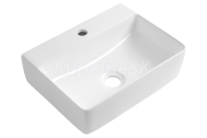 Aqualine MERCY keramické obdĺžnikové umývadlo 41x31 cm, otvor pre batériu, Biele
