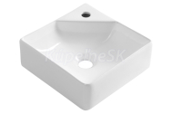 Aqualine NEXA keramické štvorcové umývadlo rohové 30x30 cm,otvor pre batériu, Biele