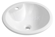 Aqualine SHIPRA keramické okrúhle umývadlo zápustné, priemer 46 cm,otvor pre batériu,Biele