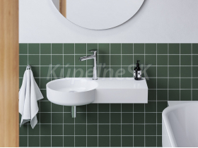 Ravak ARC 83/43 umývadlo z liateho mramoru 83x43,5 cm otvor pre bat Pravé prevedenie Biele