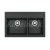Alveus ATROX 50 granitový dvojdrez 790x500x195 mm so sifónom Quick Close A90-Deep Black