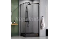 BESCO Zarya roh sprch kút 90x90x190 cm posuv.dv,roh.vstup,Číre/Čierna+vanič Oskar Stone Ef